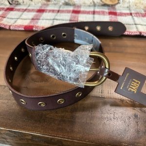 Frye brown leather grommet belt